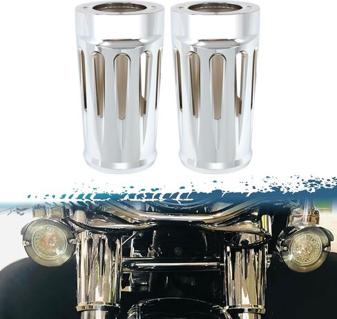 Motorcycle Upper Fork Boot Slider Covers Protective Shells Compatible with Harley Touring Street Glide Road King Electra Glide Trike Models 1980-2024 (Chrome) in Saudi Arabia