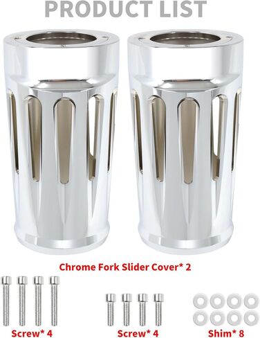 Motorcycle Upper Fork Boot Slider Covers Protective Shells Compatible with Harley Touring Street Glide Road King Electra Glide Trike Models 1980-2024 (Chrome) in Saudi Arabia