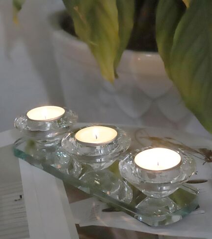 Clear Crystal Candle Holder, 2-Arms Glass Tealight Candlestick Holders, Pillar Votive Candelabra Candle Holders Stand Decorative for Table Centerpiece, Party, Wedding, Birthday in Saudi Arabia