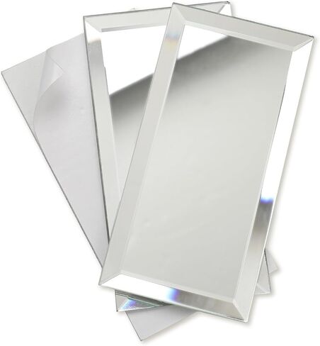Diflart Peel and Stick Mirror Backsplash, Silver, 4x8 Inch, Beveled Mirror Subway Kitchen Bar Wall Tile (5.8 Sq.ft, 26 Pcs) in Saudi Arabia