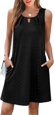 Summer Dresses for Women Sleeveless Beach Vacation Coverup with Pockets (S-2XL) in Saudi Arabia