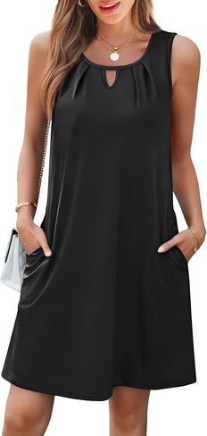 Summer Dresses for Women Sleeveless Beach Vacation Coverup with Pockets (S-2XL) in Saudi Arabia
