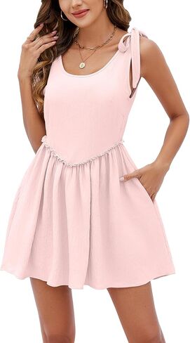 Women's Bathing Suit Cover Up Swim Beach Dresses Bow Sun Summer Dresses with Pockets Swimsuit Coverups in Kuwait