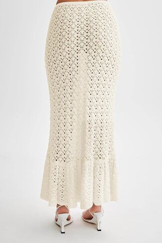 Saodimallsu Womens Crochet Cover Up Skirt High Waisted Sheer Knit Summer Swimsuit Coverup Beach Fishtail Maxi Skirts in Saudi Arabia