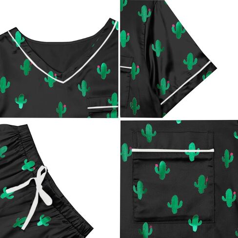 Remidoo Women's Short Sleeve V Neck Shirt with Capri Pants Lounge Set Silk Pj Set in Saudi Arabia