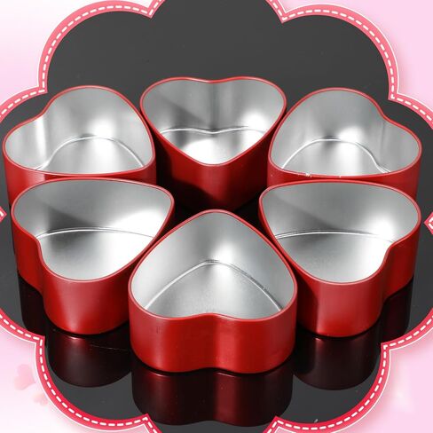 6 PCS 6.5 أوقية علب معدنية على شكل قلب مع أغطية نافذة واضحة ، علب الشمعة المعدنية في عيد الأم ، صندوقًا فارغًا على شكل قلب لصنع الشموع ، والهدايا ، والهدايا والكنوز (الوردي) in Saudi Arabia