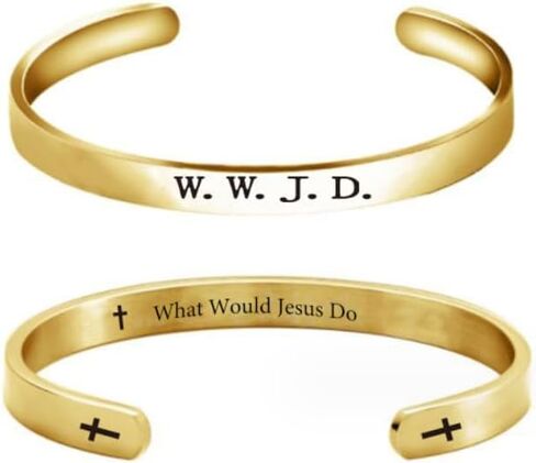 أساور PingyongChang Steflic Steel Wwjd Bracelets ما الذي يمكن أن يفعله يسوع Punk Cross Cuff Bracelet Christian Jesus Jewelry Gifts for Women Men in Kuwait