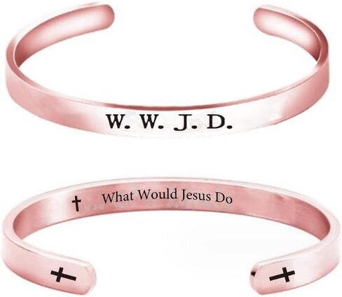 أساور PingyongChang Steflic Steel Wwjd Bracelets ما الذي يمكن أن يفعله يسوع Punk Cross Cuff Bracelet Christian Jesus Jewelry Gifts for Women Men in Kuwait