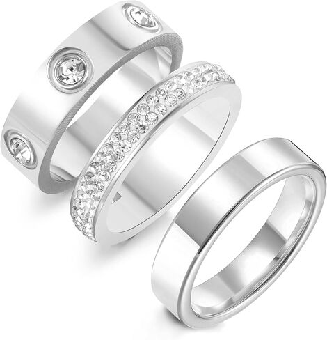 Gold Silver Rings for Women Dainty 18K Gold Plated Cubic Zirconia Stacking Rings for Women Thumb Ring Set Love Friendship Dual Band Rings Promise Wedding Engagement Rings in Kuwait