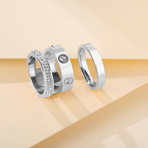 Gold Silver Rings for Women Dainty 18K Gold Plated Cubic Zirconia Stacking Rings for Women Thumb Ring Set Love Friendship Dual Band Rings Promise Wedding Engagement Rings in Kuwait