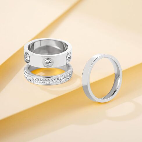 Gold Silver Rings for Women Dainty 18K Gold Plated Cubic Zirconia Stacking Rings for Women Thumb Ring Set Love Friendship Dual Band Rings Promise Wedding Engagement Rings in Kuwait