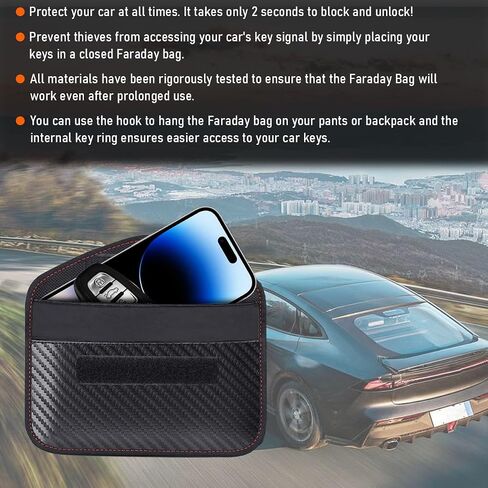 Faraday Pouch for Car Keys, Signal Blocking RFID Faraday Bag Cage, Anti-Theft Key Fob Pouch Protector (Medium) in Saudi Arabia