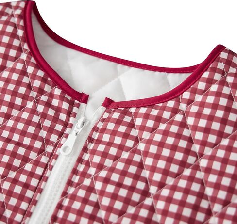 SOLILOQUY Women's Cropped Quilted Jacket Long Sleeve Zip Up Gingham Printed LightWeight Puffer Coat Cardigan in Kuwait