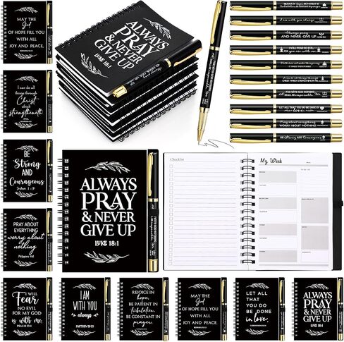 20 Sets Christian Gifts Bulk Include Spiral Daily Planner Notebook and Bible Ballpoint Pen Prayer Journal Religious Party Favors God Scripture Daily Planner Undated for Women Church, Brown in Saudi Arabia