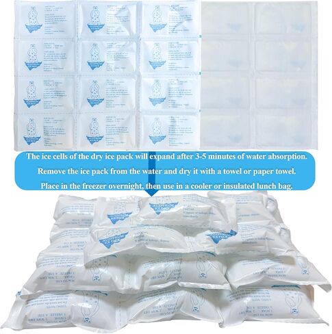 Dry Ice Packs for Shipping Frozen Food & Perishables - 2 Sheets(12 Pack Large Ice Cells per Sheet) | Long-Lasting Cold Reusable Freezer Packs for Coolers, Lunch Bags & Insulated Boxes in Saudi Arabia