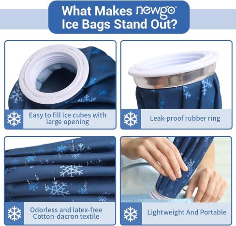 NEWGO Ice Pack for Injury Reusable, Small Ice Bag Refillable Ice Pack for Hot Cold Therapy and Pain Relief, Hot Water Bag, No-Leak Medical Ice Bag (6 Inch) in Saudi Arabia