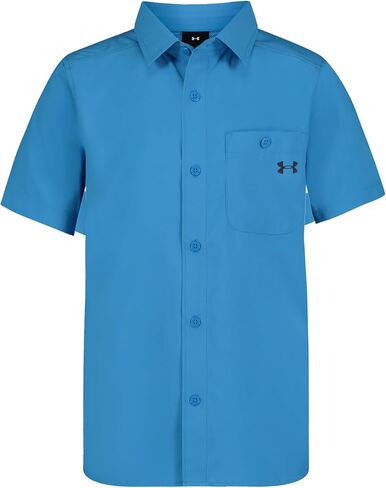 Under Armour Boys Outdoor Short Sleeve Shirt, Woven Button Down, Collared Neckline in Saudi Arabia