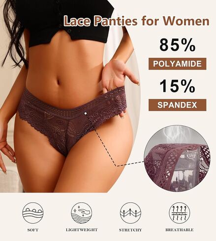Women Sexy Lace Bikini Panties High Waisted V-Shape Criss Cross Panties Ladies Cute Hipster Briefs Multipack in Saudi Arabia