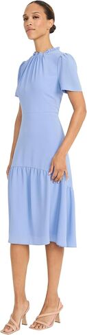 Maggy London Women's Elegant Ruffle Mock Neck Short Sleeve Midi A-line Cocktail-Special Occasion Wedding Guest Dress in Saudi Arabia