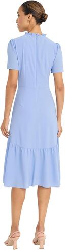 Maggy London Women's Elegant Ruffle Mock Neck Short Sleeve Midi A-line Cocktail-Special Occasion Wedding Guest Dress in Saudi Arabia