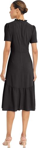 Maggy London Women's Elegant Ruffle Mock Neck Short Sleeve Midi A-line Cocktail-Special Occasion Wedding Guest Dress in Saudi Arabia