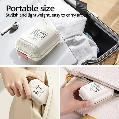 Portable Pill Organizer, Pill Box with 7 Compartments, Small Pill Case for Travel, Daily Medicine Pill Organizer with Air-Tight Lid, BPA-Free Material Small Pill Container (Green) in Kuwait