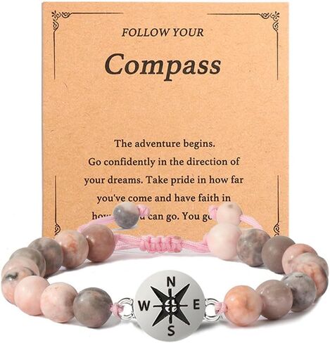 2025 Graduation Gifts for Her,Nature Stone Compass Bracelet Inspirational 5th 8th High School College Graduation Gifts in Saudi Arabia