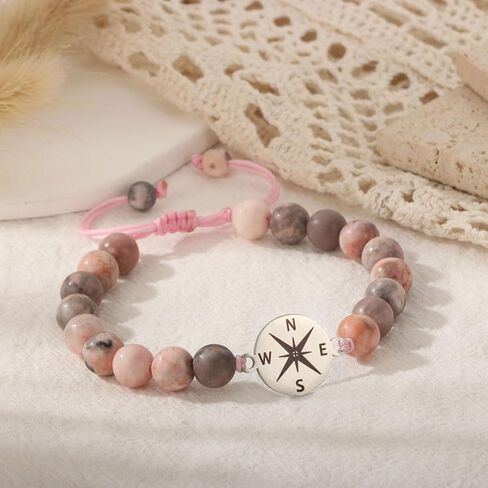2025 Graduation Gifts for Her,Nature Stone Compass Bracelet Inspirational 5th 8th High School College Graduation Gifts in Saudi Arabia