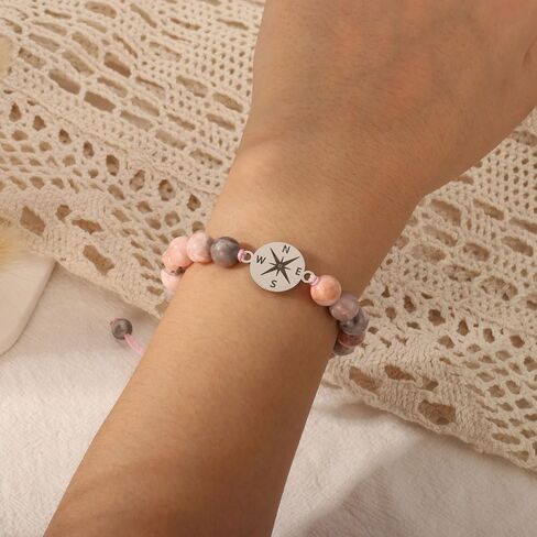 2025 Graduation Gifts for Her,Nature Stone Compass Bracelet Inspirational 5th 8th High School College Graduation Gifts in Saudi Arabia