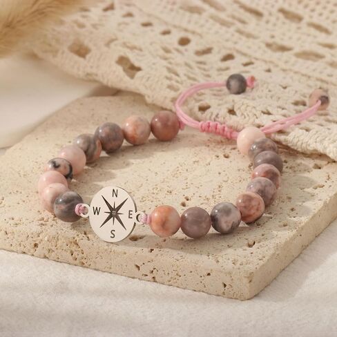 2025 Graduation Gifts for Her,Nature Stone Compass Bracelet Inspirational 5th 8th High School College Graduation Gifts in Saudi Arabia