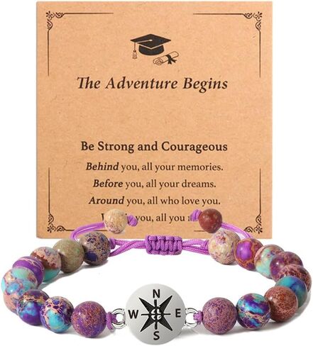 2025 Graduation Gifts for Her,Nature Stone Compass Bracelet Inspirational 5th 8th High School College Graduation Gifts in Saudi Arabia