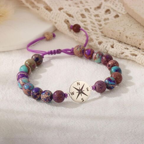2025 Graduation Gifts for Her,Nature Stone Compass Bracelet Inspirational 5th 8th High School College Graduation Gifts in Saudi Arabia