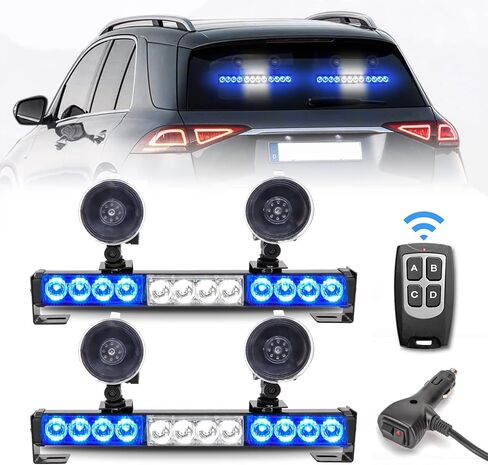 2 in 1 Emergency Traffic Advisor Strobe Lights Bar For Vehicles Trucks Amber and White 23 Flash Patterns 2pcs 12.8 inch Safety Warning Lights Wireless Remote Control in Kuwait