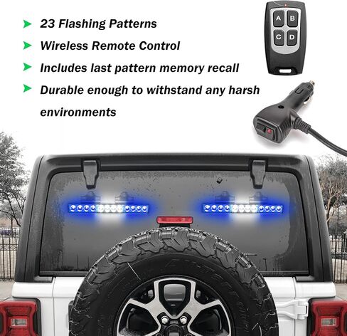 2 in 1 Emergency Traffic Advisor Strobe Lights Bar For Vehicles Trucks Amber and White 23 Flash Patterns 2pcs 12.8 inch Safety Warning Lights Wireless Remote Control in Kuwait