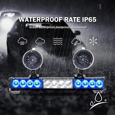 2 in 1 Emergency Traffic Advisor Strobe Lights Bar For Vehicles Trucks Amber and White 23 Flash Patterns 2pcs 12.8 inch Safety Warning Lights Wireless Remote Control in Kuwait