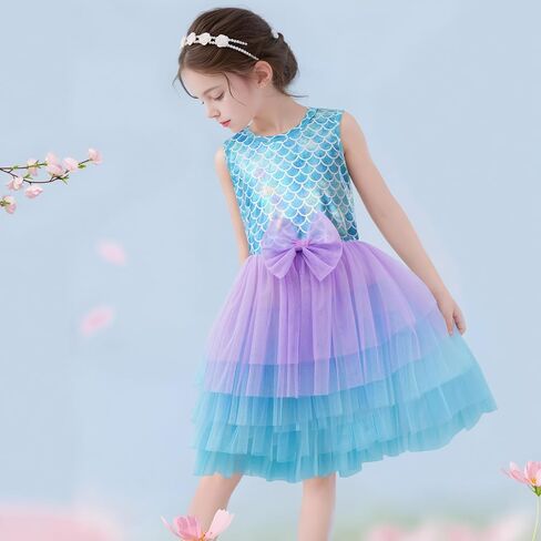 LQSZ Girls Sparkle Mermaid Tutu Dress Tank Top Birthday Party for Toddlers Kids 3-12 Years Playwear Photo Shoot in Saudi Arabia