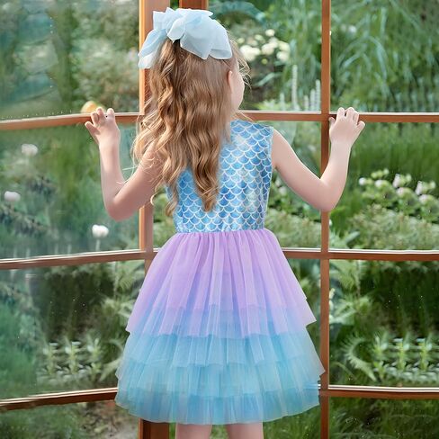 LQSZ Girls Sparkle Mermaid Tutu Dress Tank Top Birthday Party for Toddlers Kids 3-12 Years Playwear Photo Shoot in Saudi Arabia