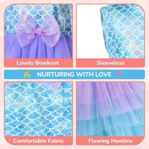 LQSZ Girls Sparkle Mermaid Tutu Dress Tank Top Birthday Party for Toddlers Kids 3-12 Years Playwear Photo Shoot in Saudi Arabia