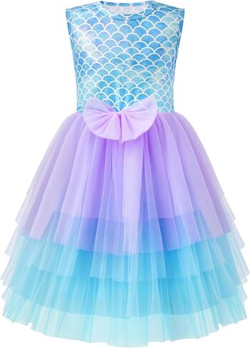 LQSZ Girls Sparkle Mermaid Tutu Dress Tank Top Birthday Party for Toddlers Kids 3-12 Years Playwear Photo Shoot in Saudi Arabia