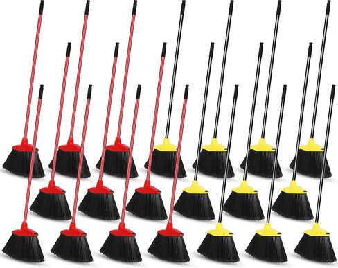 WILLBOND 20 Pcs Heavy Duty Broom Outdoor Indoor Commercial Angle Brooms Bulk for Courtyard Garage Lobby Mall Market Floor Home Kitchen Room Office Pet Hair Rubbish 54 Inch (Red) in Saudi Arabia