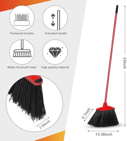 WILLBOND 20 Pcs Heavy Duty Broom Outdoor Indoor Commercial Angle Brooms Bulk for Courtyard Garage Lobby Mall Market Floor Home Kitchen Room Office Pet Hair Rubbish 54 Inch (Red) in Saudi Arabia