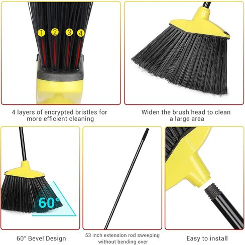 WILLBOND 20 Pcs Heavy Duty Broom Outdoor Indoor Commercial Angle Brooms Bulk for Courtyard Garage Lobby Mall Market Floor Home Kitchen Room Office Pet Hair Rubbish 54 Inch (Red) in Saudi Arabia
