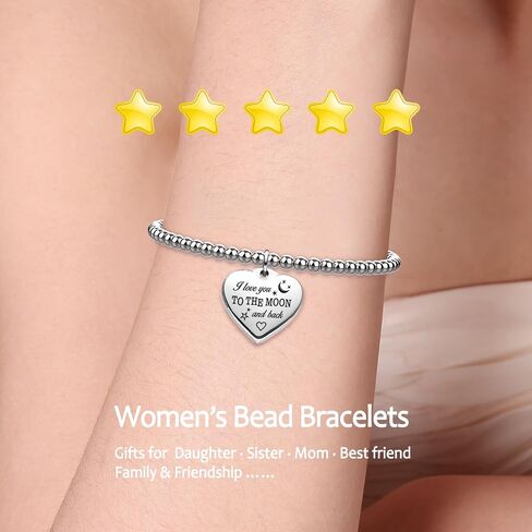 VIMIEW Heart Beads Womens Inspired Bracelets Adjustable Taylor Quotes Bracelets Friendship & Family Jewelry Birthday Valentines Gifts for Women Daughter Sister Bestfriend. in Saudi Arabia
