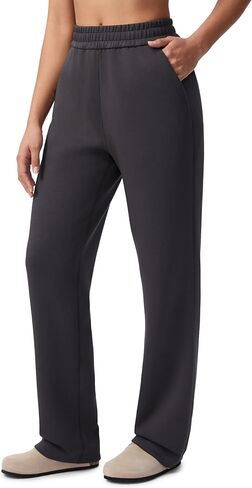 Women's 30" Wide Leg Sweatpants with Pockets High Waisted Sweat Pants Stretch Casual Lounge in Kuwait