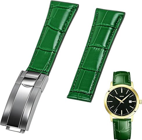 Juntan 20mm Watch Band Leather for Men Women, Premium Calfskin Genuine Leather Watch Strap Replacement Bands Straps with Oyster Perpetual Deployment Clasp in Kuwait