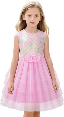 LQSZ Girls Sparkle Mermaid Tutu Dress Tank Top Birthday Party for Toddlers Kids 3-12 Years Playwear Photo Shoot in Saudi Arabia