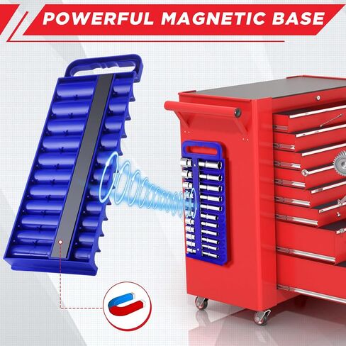 6 Pcs Magnetic Socket Organizer Holder Case Rail Rack for 1/2'', 3/8 '', 1/4'' Drive, Securely Holds 152 Sockets(Red,Blue) in Saudi Arabia