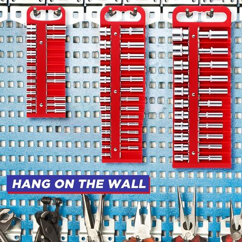 6 Pcs Magnetic Socket Organizer Holder Case Rail Rack for 1/2'', 3/8 '', 1/4'' Drive, Securely Holds 152 Sockets(Red,Blue) in Saudi Arabia