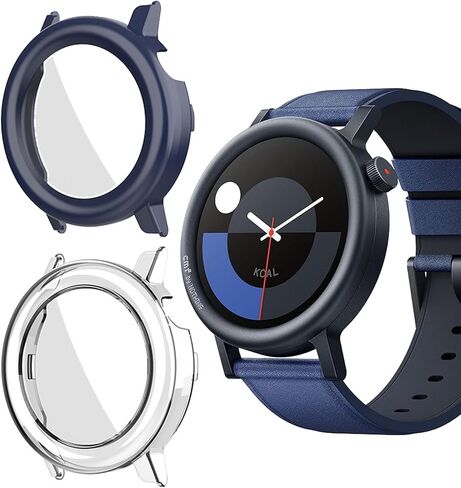 حافظة للساعة الذكية CMF Watch Pro 2 للرجال والنساء 2024 نسخة مطورة، واقي شاشة صلب من البولي كربونات، زجاج مقسى 9H فائق النحافة بتغطية كاملة ومضاد للصدمات، (عبوتان، شفاف + أسود) in Kuwait