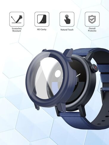 حافظة للساعة الذكية CMF Watch Pro 2 للرجال والنساء 2024 نسخة مطورة، واقي شاشة صلب من البولي كربونات، زجاج مقسى 9H فائق النحافة بتغطية كاملة ومضاد للصدمات، (عبوتان، شفاف + أسود) in Kuwait